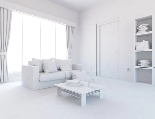 Idea Una Habitación Escandinava Blanca Interior Con Muebles Inicio Interior —  Fotos de Stock