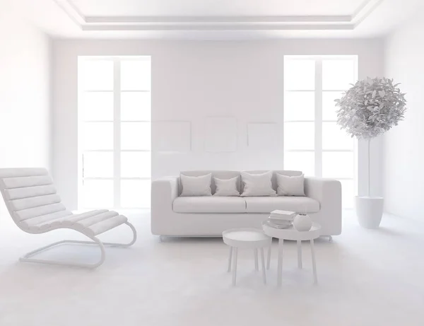 Idéia Interior Quarto Escandinavo Branco Com Mobília Home Interior Nórdico — Fotografia de Stock