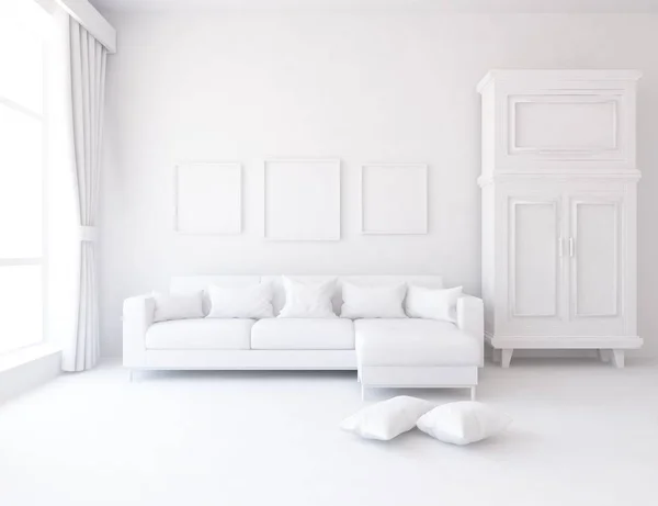 Idea Una Habitación Escandinava Blanca Interior Con Muebles Inicio Interior —  Fotos de Stock