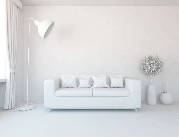 Idea Una Habitación Escandinava Blanca Interior Con Muebles Inicio Interior —  Fotos de Stock