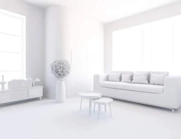 家具と白い北欧の部屋インテリアのアイデア 北欧インテリア — ストック写真