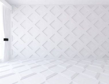 Boş İskandinav odası iç fikir. Ev nordic iç. 3D çizim - illüstrasyon