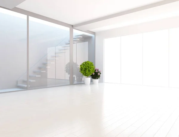 Idea White Empty Scandinavian Room Interior Vases Wooden Floor Home — Stock Photo, Image