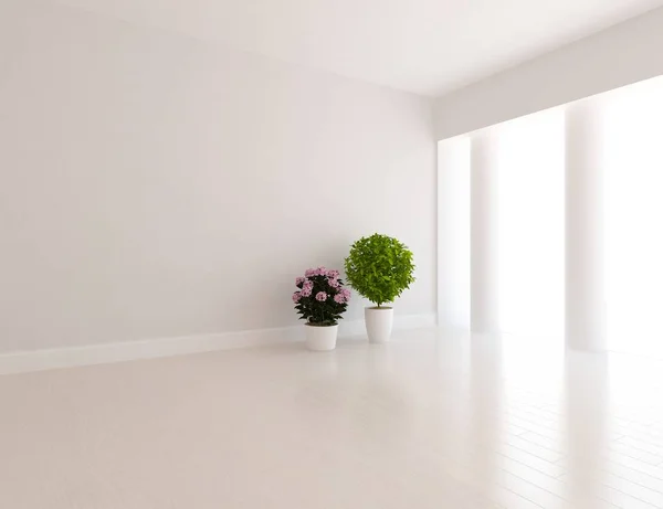 Idea Una Habitación Escandinava Vacía Blanca Interior Con Jarrones Suelo —  Fotos de Stock