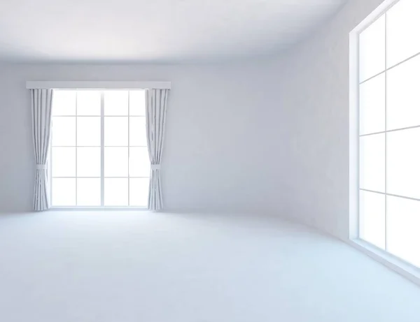 Habitación Blanca Interior Con Ventanas Diseño Interior Escandinavo Ilustración —  Fotos de Stock