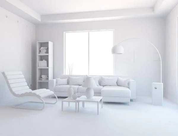 White Room Interior Furniture Scandinavian Interior Design Illustration — Stock Photo, Image