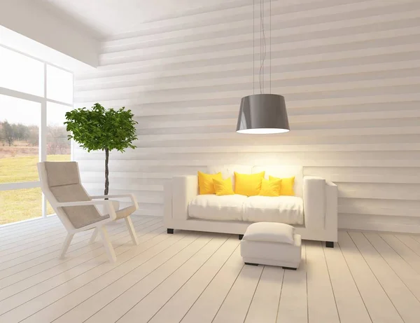 Idea White Scandinavian Living Room Interior Sofa Wooden Floor Дом — стоковое фото