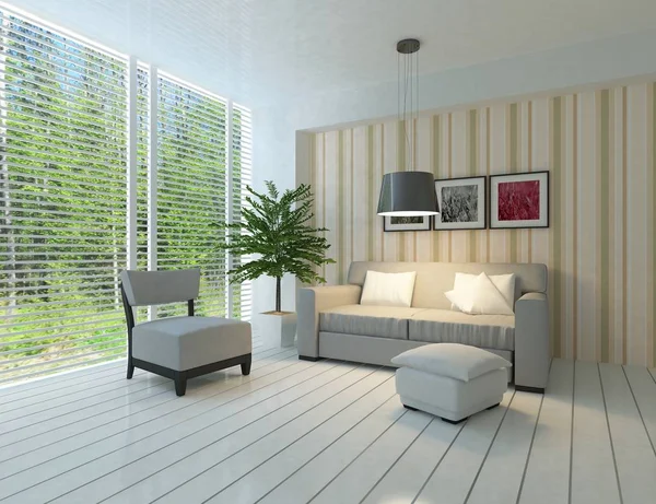 Idea White Scandinavian Living Room Interior Sofa Wooden Floor Дом — стоковое фото