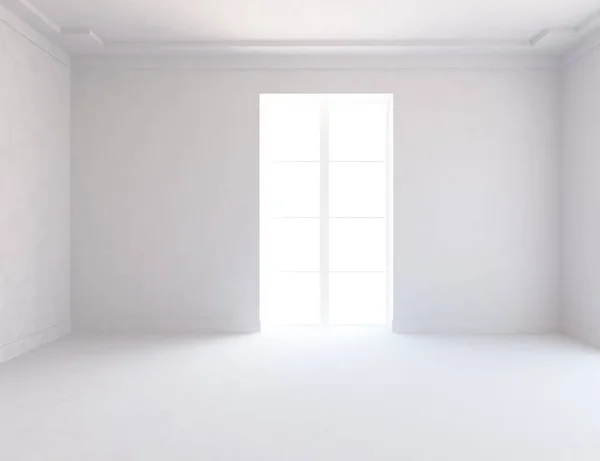 ウィンドウと白い部屋のインテリア 北欧のインテリア デザイン イラストレーション — ストック写真