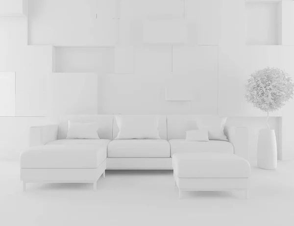 White Room Interior Furniture Scandinavian Interior Design Illustration — Stock Photo, Image