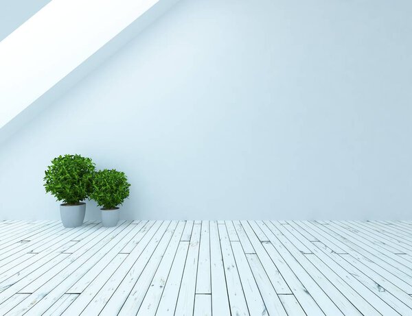 Идея пустого скандинавского интерьера комнаты с растениями на деревянном полу. Дом нордический интерьер. 3D иллюстрация - Иллюстрация
