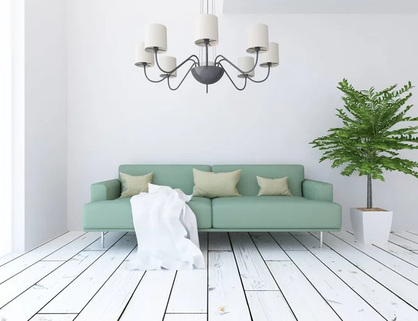 Idea White Scandinavian Living Room Interior Sofa Plant Home Nordic — Stock Photo, Image