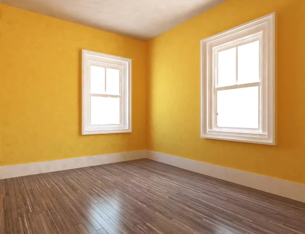 Habitación Amarilla Interior Con Ventanas Diseño Interior Escandinavo Ilustración — Foto de Stock