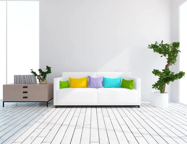 White Room Interior Furniture Scandinavian Interior Design Illustration — Stock Photo, Image