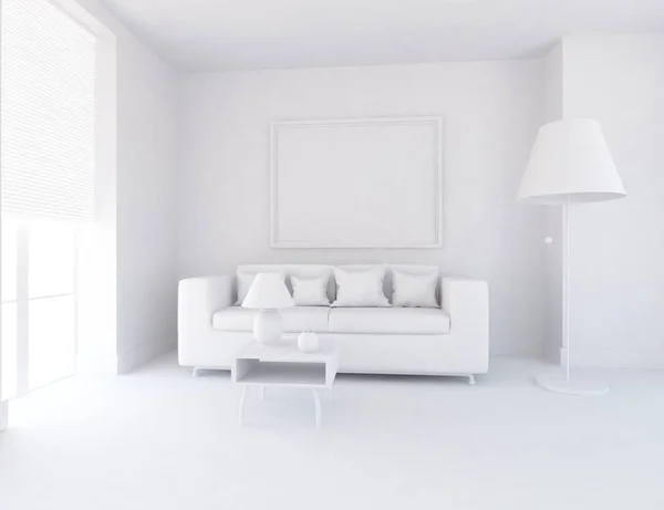 White Room Interior Furniture Scandinavian Interior Design Illustration — Stock Photo, Image