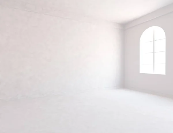 Weißer Innenraum Mit Fenster Skandinavische Innenarchitektur Illustration — Stockfoto