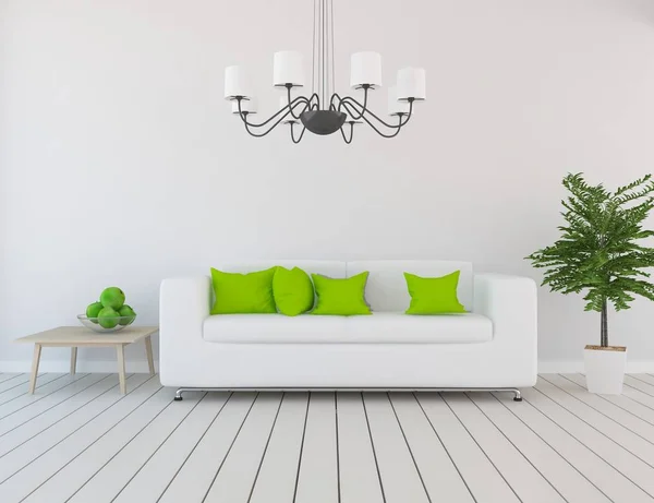 Idea White Scandinavian Living Room Interior Sofa Plant Home Nordic — Stock Photo, Image