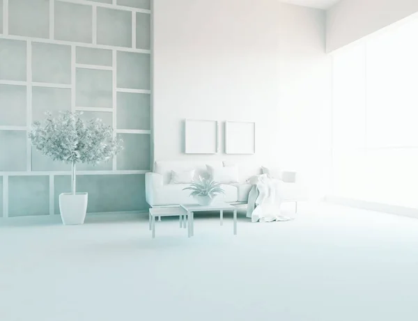 White Room Interior Furniture Scandinavian Interior Design Illustration — Stock Photo, Image