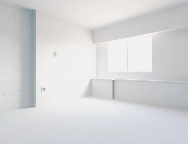 Weißer Innenraum Mit Fenstern Skandinavische Innenarchitektur Illustration — Stockfoto