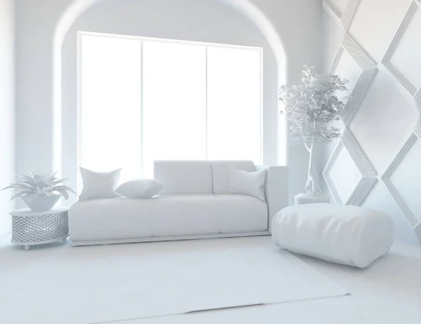 White Room Interior Furniture Scandinavian Interior Design Illustration — Stock Photo, Image