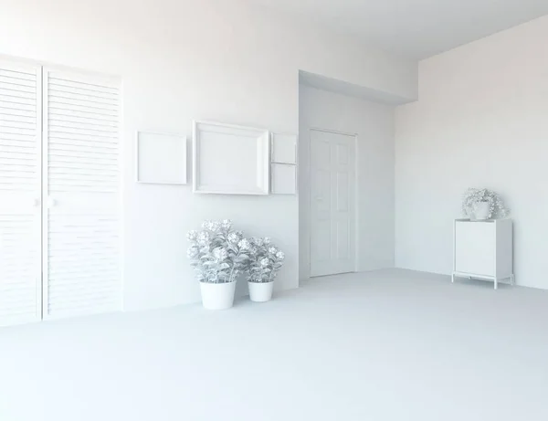 White Room Interior Furniture Scandinavian Interior Design Illustration — Stock Photo, Image