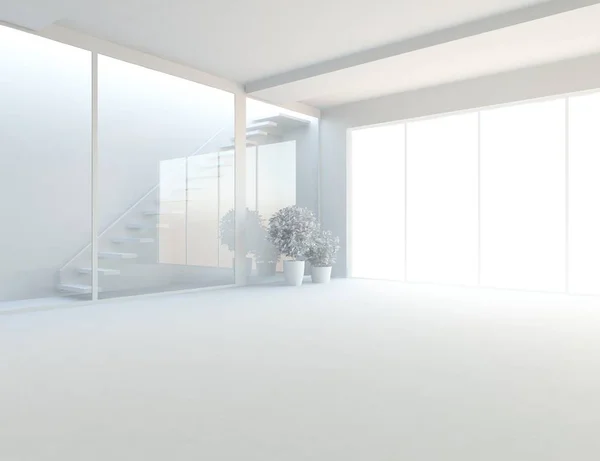 Idea Una Habitación Escandinava Vacía Blanca Interior Con Jarrones Suelo —  Fotos de Stock
