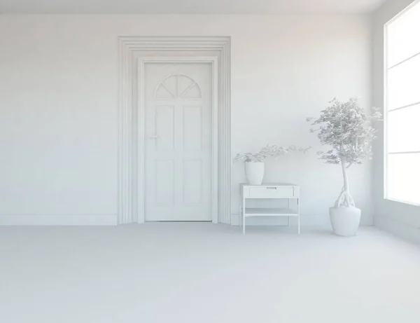 Witte Interieur Van Een Woonkamer Illustratie — Stockfoto