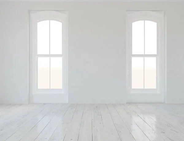 Idee Von Weißen Leeren Raumfenstern Skandinavische Innenarchitektur Illustration — Stockfoto