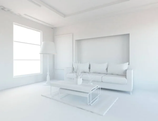 Idea White Scandinavian Living Room Interior Sofa Plant Home Nordic — Stock Photo, Image