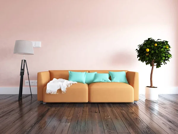 Idee Skandinavischer Wohnzimmereinrichtung Mit Sofa Und Pflanze Heimat Nordischen Inneren — Stockfoto