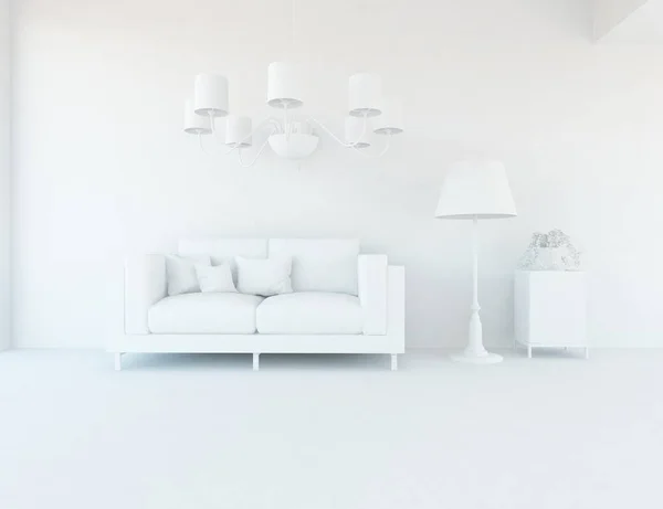 Habitación Interior Blanca Con Muebles Diseño Interior Escandinavo Ilustración — Foto de Stock