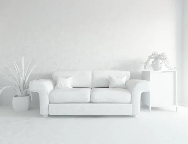 White Room Interior Furniture Scandinavian Interior Design Illustration — Stock Photo, Image