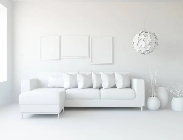 White Room Interior Furniture Scandinavian Interior Design Illustration — Stock Photo, Image