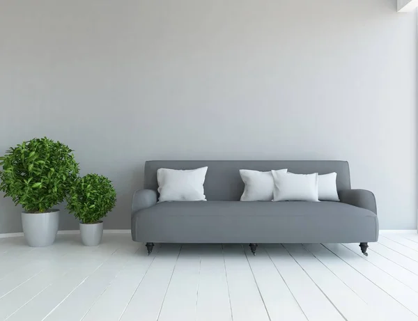 Idea Una Escandinava Sala Estar Interior Con Sofá Plantas Suelo — Foto de Stock