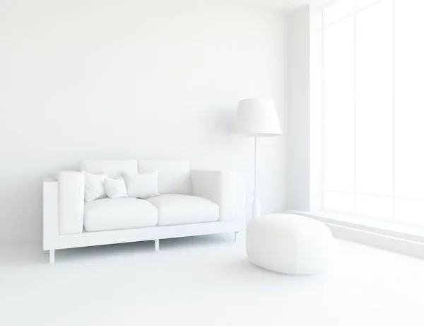 Weiße Zimmereinrichtung Mit Möbeln Skandinavische Innenarchitektur Illustration — Stockfoto