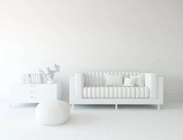 White Room Interior Furniture Scandinavian Interior Design Illustration — Stock Photo, Image