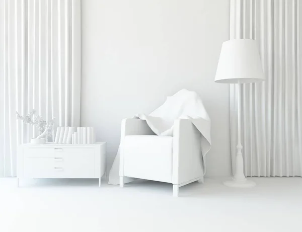 room interior with chair and lamp in  white  interior. Living room interior. Scandinavian interior. 3d illustration