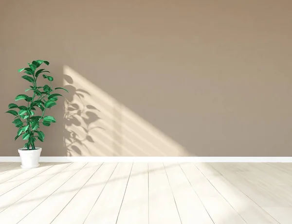 木製の床の植物と空の北欧部屋インテリアのアイデア 北欧インテリア イラスト イラスト — ストック写真