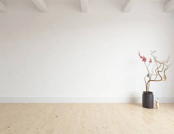 Idee Einer Leeren Skandinavischen Raumausstattung Mit Vase Auf Holzboden Heimat — Stockfoto