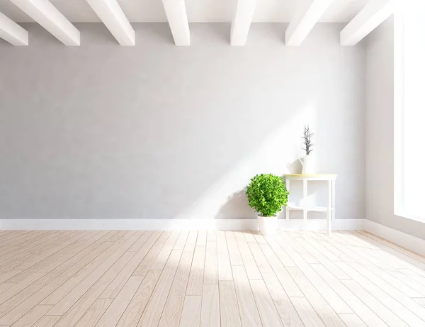 Idea Empty Scandinavian Room Interior Vases Wooden Floor Home Nordic — Stock Photo, Image
