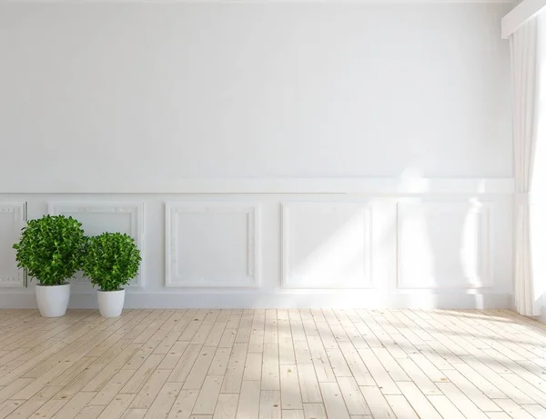 木製の床の花瓶と空の北欧部屋インテリアのアイデア 北欧インテリア イラストレーション — ストック写真