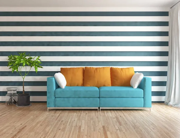 Idea Scandinavian Living Room Interior Sofa Plant Wooden Floor Home — Stock Photo, Image