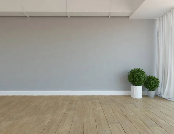 Idea Habitación Escandinava Vacía Interior Con Plantas Suelo Madera Inicio — Foto de Stock