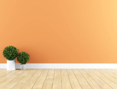 Boş İskandinav odası iç ahşap zemin üzerinde fikir. Ev nordic iç. 3D çizim