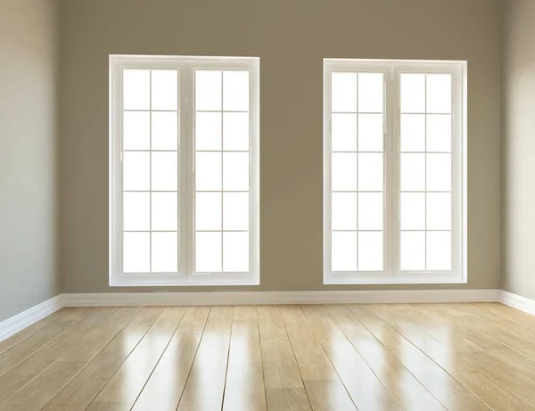 Beyaz Oda Windows Ile Skandinav Tasarım Çizim — Stok fotoğraf