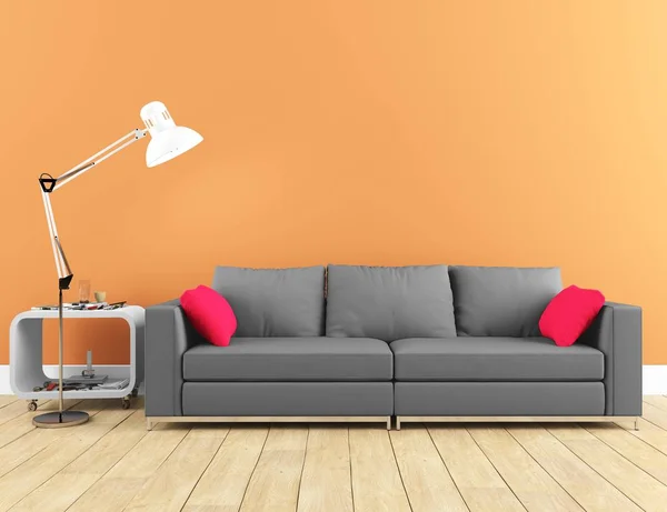 Idea Scandinavian Living Room Interior Sofa Pillows Wooden Floor Decor — Stock Photo, Image