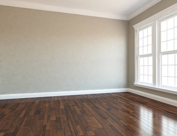 белый интерьер комнаты с окнами. Скандинавский дизайн интерьера. 3d иллюстрация
