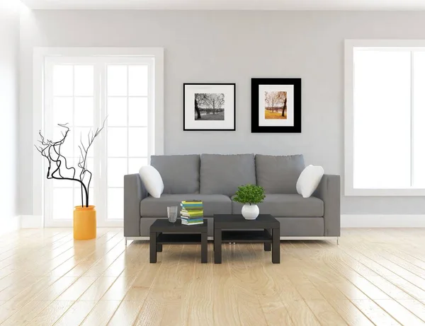 Idea Scandinavian Living Room Interior Sofa Plant Wooden Floor Home — Stock Photo, Image