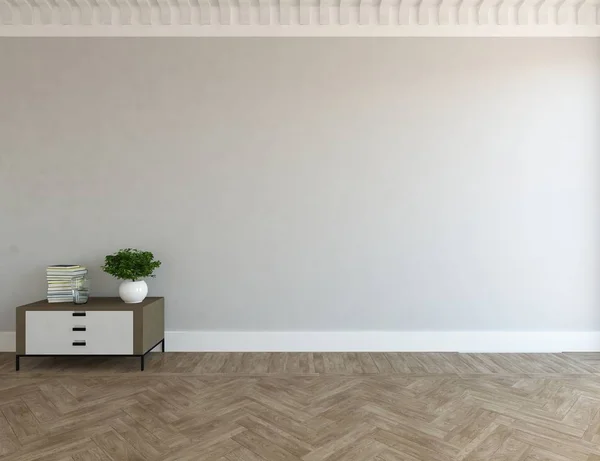 Idea Habitación Escandinava Vacía Interior Con Vestidor Suelo Madera Inicio — Foto de Stock