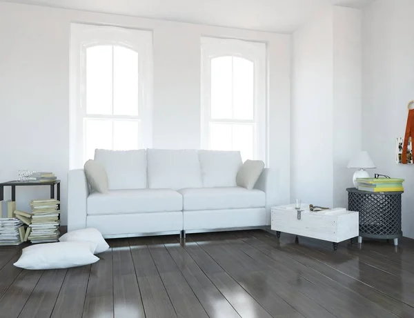 Idea Scandinavian Living Room Interior Sofa Wooden Floor Decor Дом — стоковое фото